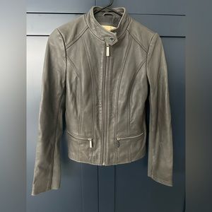 XS Michael Kors Grey Leather Jacket w/ Silver Hardware